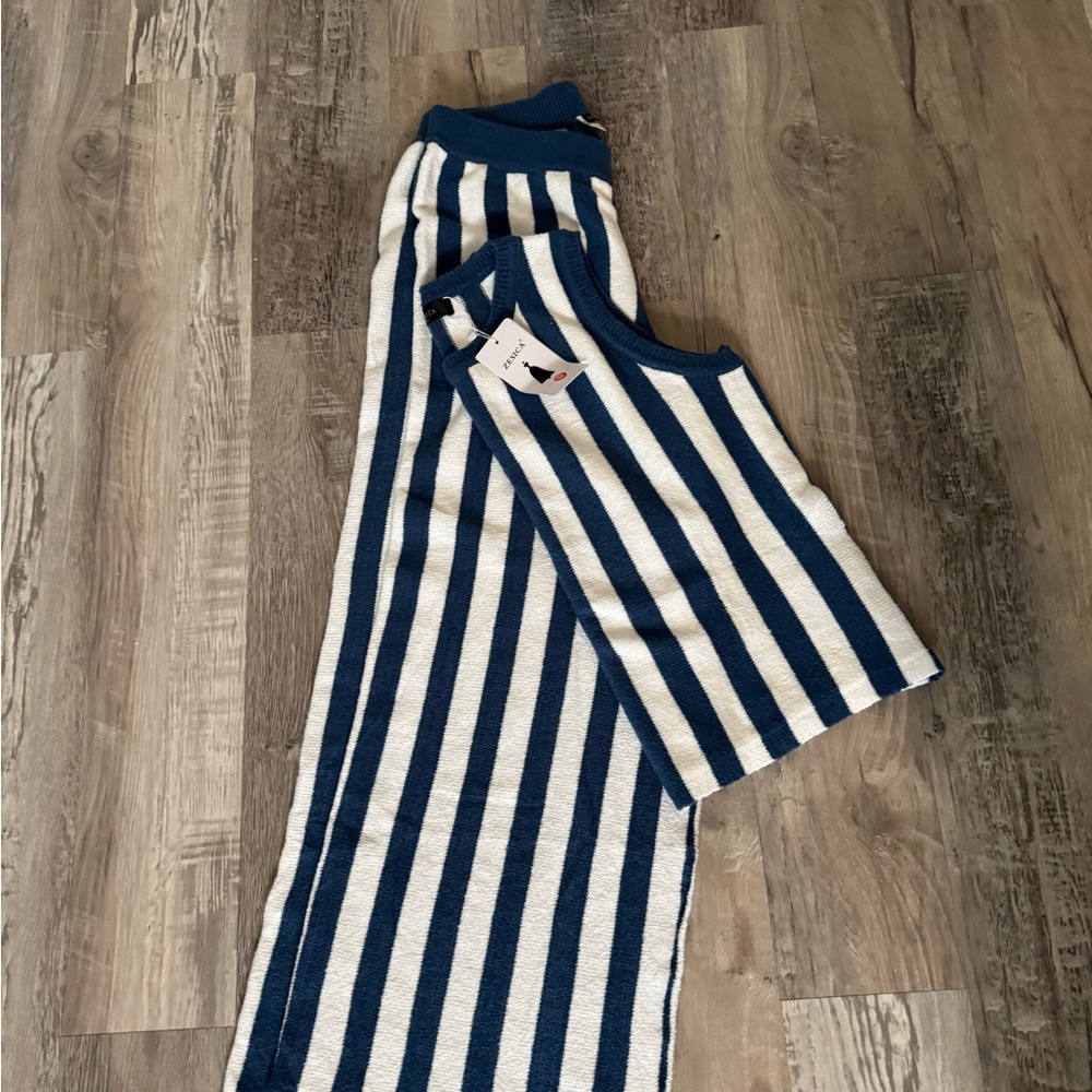 Striped Blue and White Knit Set